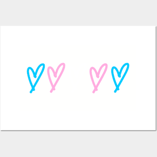 trans flag hearts Posters and Art